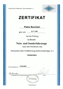 Kfz-Sachverständiger-Pietro-Buccheri_Zertifikat-Nutz-und-Sonderfahrzeuge