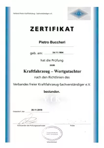 Kfz-Sachverständiger-Pietro-Buccheri_Zertifikat-Wertermittlung